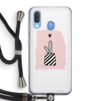 Zwart-wit cactus: Samsung Galaxy A40 Transparant Hoesje met koord