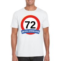 Verkeersbord 72 jaar t-shirt wit heren Verkeersbord 72 jaar t-shirt wit heren