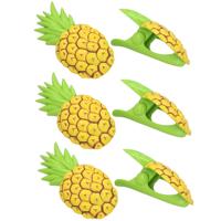 Gerimport Handdoekknijpers - 6x - geel - ananas - handdoekklem - kunststof