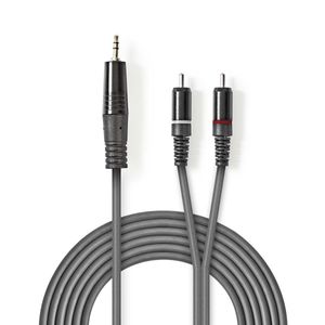 Stereo audiokabel | 3,5 mm male - 2x RCA male | 1,5 m | Grijs