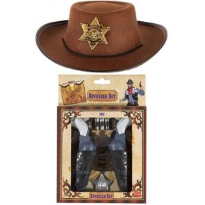 Kinder cowboy verkleed set - hoed met 2x pistolen