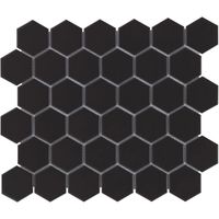 Tegelsample: The Mosaic Factory Barcelona hexagon mozaïek tegels 28x33 zwart