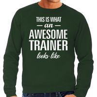 Awesome / geweldige trainer cadeau sweater groen heren - thumbnail
