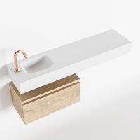 Toiletmeubel Mondiaz Andor | 120 cm | Meubelkleur Washed oak | Lex vrijhangend wastafel Talc Links | 1 kraangat