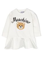 Moschino Kids robe évasée à logo brodé - Blanc