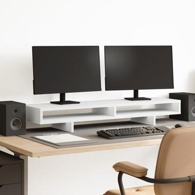 Monitorstandaard 100x27x15 cm bewerkt hout wit