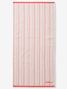 Bad-/strandlaken fouta personaliseerbaar roze, gestreept