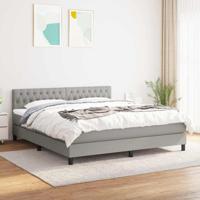 Boxspring met matras stof lichtgrijs 180x200 cm