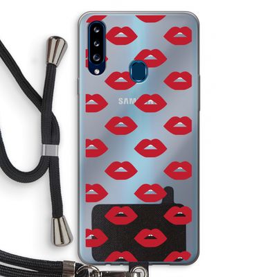 Lips: Samsung Galaxy A20s Transparant Hoesje met koord