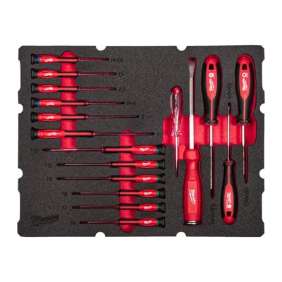 Milwaukee Foam inlay geschikt voor alle PACKOUT™ gereedschapskoffers met lades met precisie schroevendraaiers | 17-delig - 4932493644