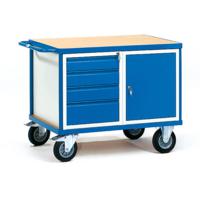 Fetra 2476 Tafel en kabinetwagen Staal Poedercoating Laadvermogen (max.): 500 kg Stralend blauw (RAL 5007)