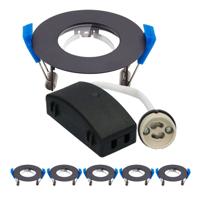 Set van 6 Pisa - LED Inbouwspots - Armatuur - Diameter 85mm - GU10 Fitting incl. lamphouder - Rond - IP65 voor badkamer en buiten - Zwart