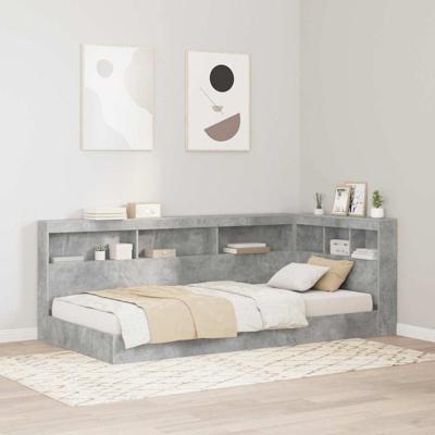Opberghoofdbord met plank Betongrijs 80 cm Bewerkt hout
