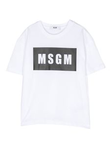 MSGM Kids t-shirt en coton à logo imprimé - Blanc