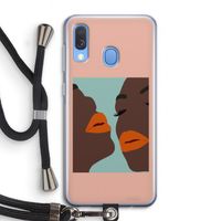 Orange lips: Samsung Galaxy A40 Transparant Hoesje met koord