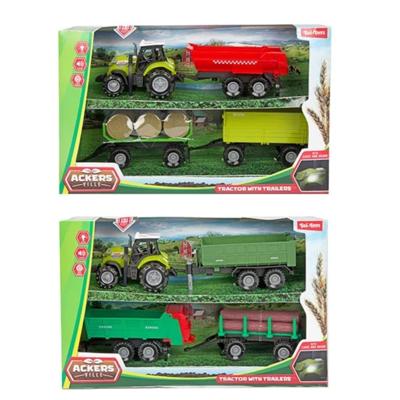 Toi-Toys Toi toys tractor set met 3 trailers 10cm