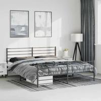 Bedframe met hoofd- en voeteneinde metaal zwart 193x203 cm