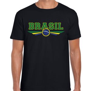 Brazilie / Brasil landen shirt met Braziliaanse vlag zwart voor heren 2XL  -