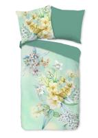 Good Morning Dekbedovertrek "getekende bloemen" - Groen - (155x220 cm) - Katoen