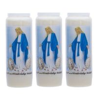 3x stuks maria kaarsen in houder 9-dagen brander 18 cm Religieus thema