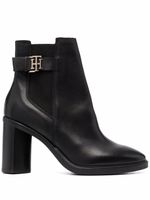 Tommy Hilfiger bottines en cuir à plaque logo - Noir