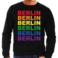 Regenboog Berlin gay pride zwarte sweater voor heren - thumbnail