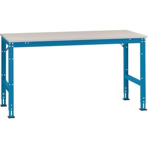 Manuflex AU6117.5007 Werk aanschuiftafel universele standaard met kunststof plaat, bxdxh = 2000 x 800 x 760-870 mm Stralend blauw (RAL 5007)