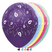 5x stuks Helium leeftijd verjaardag ballonnen 6 jaar thema - thumbnail