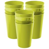 Onbreekbare drinkglazen - set 12x stuks - kunststof - groen - 300 ml - camping/outdoor/kinderen