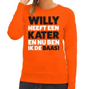 Oranje Koningsdag Willy heeft een kater sweater dames