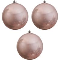 3x Grote raam/deur/kerstboom decoratie lichtroze kerstballen 20 cm glans   - - thumbnail