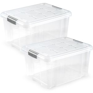 3x Opslagbakken/organizers met deksel 16 liter 40 cm transparant