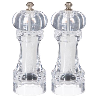 Set van 2x stuks zoutmolens acryl transparant 15 cm
