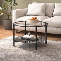 Salontafel 70 cm gehard glas zwart en transparant