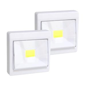 Kastlampen - 2x - schakelaar - LED lampen - wit - 8.7 x 8.7 cm
