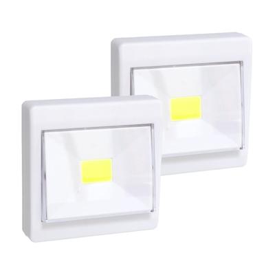 Kastlampen - 2x - schakelaar - LED lampen - wit - 8.7 x 8.7 cm
