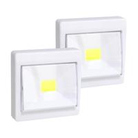 Kastlampen - 2x - schakelaar - LED lampen - wit - 8.7 x 8.7 cm