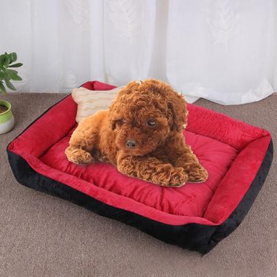 Hond bot patroon grote zachte warme kennel huisdier hond kat mat deken grootte: XS 50 × 40 × 15cm (zwart rood)