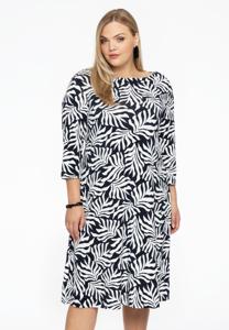Yoek Jurk met boothals SEA LEAF | Zwart | Maat 54/56