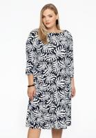 Yoek Jurk met boothals SEA LEAF | Zwart | Maat 50/52