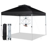 3 x 3 m Pop-Up Paviljoen Tuinpaviljoen met Dubbel Geventileerd Dak en Draagtas op Wieltjes UV-Bescherming 50+ Tuintent (Zwart)