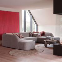 WOOOD Lounge U-Bank 'Sloping' Chenille, kleur Grijs