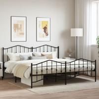 Bedframe met hoofd- en voeteneinde metaal zwart 193x203 cm