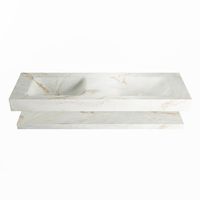 MONDIAZ ALAN-DLUX 150cm planchet Frappe. Vrijhangende wastafel CLOUD dubbel zonder kraangat, kleur Frappe.