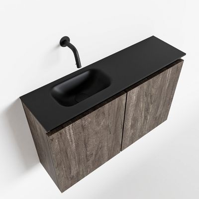 Toiletmeubel Mondiaz Ture | 80 cm | Meubelkleur Dark brown | Eden wastafel Urban Links | Zonder kraangat