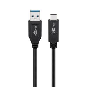 USB 3.1 GEN 2 (USB 3.0) USB-C (M) naar USB-A (M) kabel - 10Gbit/s - Up to 60W - USB adapter - OTG kabel - USB-C (M) naar USB-A (M) kabel - 0.5m - 10Gbit/s - GEN 2 - zwart