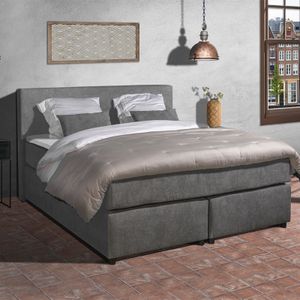 2-Persoons Boxspring - New York - Antraciet 180x200 cm - Pocketvering - Inclusief Topper - Dekbed-Discounter.nl