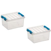 8x stuks sunware q-line opberg box/opbergdoos - 2 liter - 20 x 15 x 10 cm - kunststof - transparant