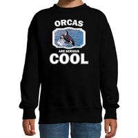 Dieren grote orka sweater zwart kinderen - orcas are cool trui jongens en meisjes - thumbnail