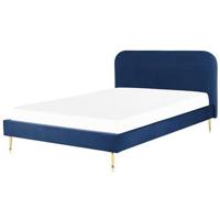 Beliani - FLAYAT - Tweepersoonsbed - Blauw - 180 x 200 cm - Fluweel